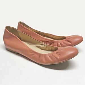 J Crew Cece Ballet Flats Size 9 Pink-Tan Leather Hidden Low Wedge Slip-on